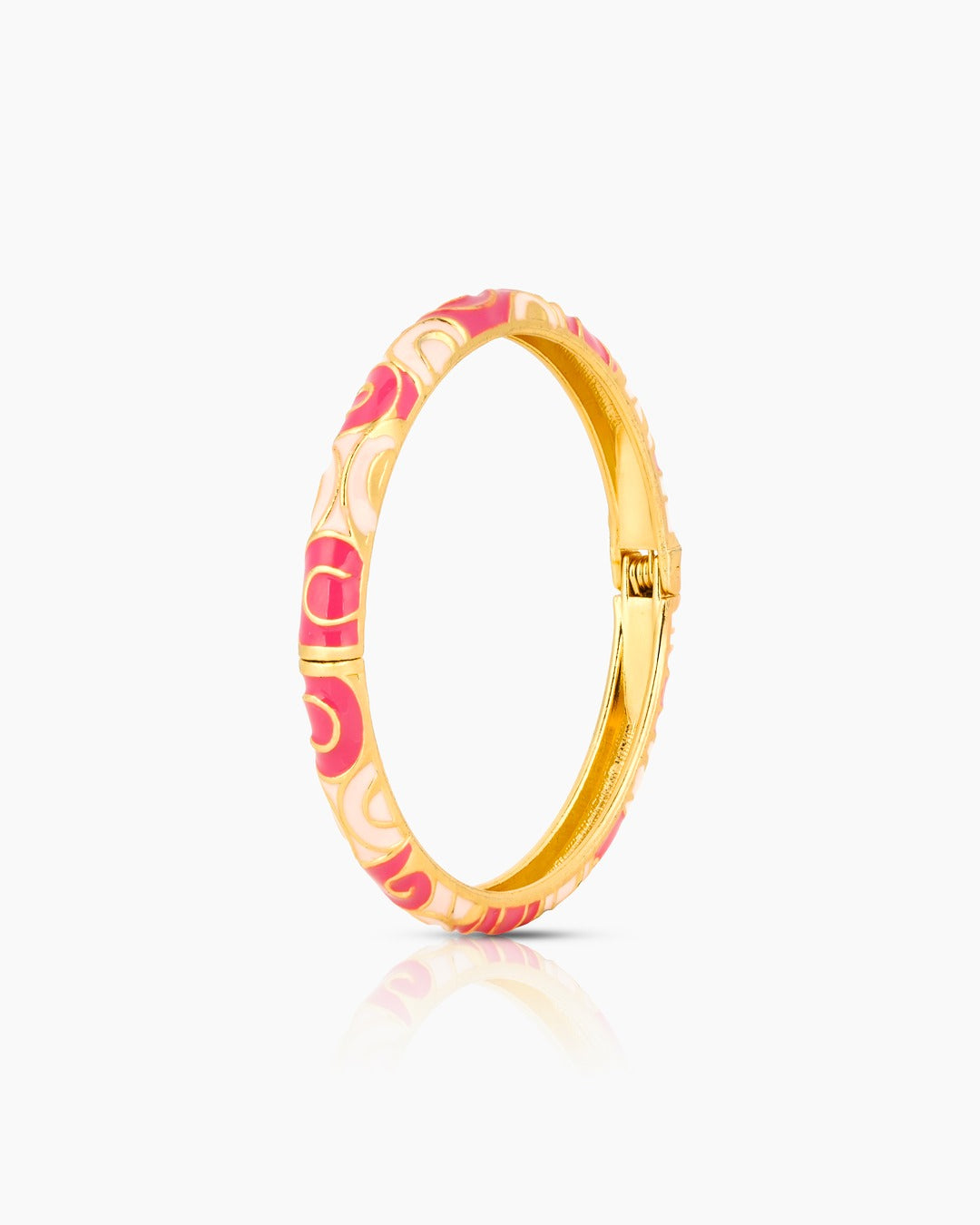 Pink & White Wave Enamel Bangle