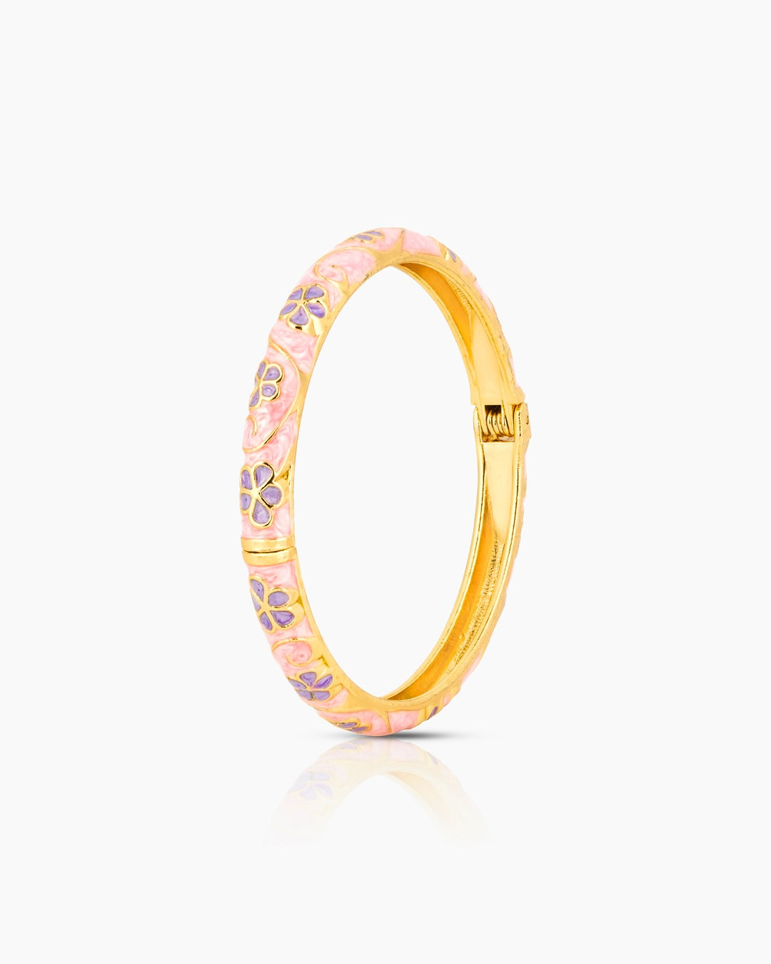 Pastel Pink Floral Enamel Bangle